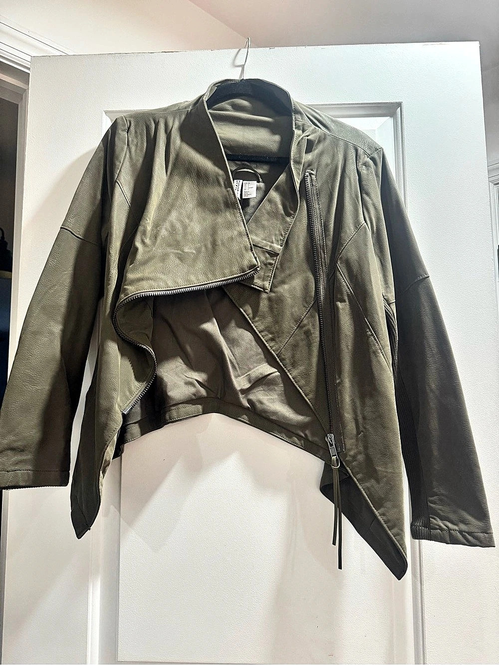 Women's Faux Leather Moto Jacket in Green Size 6
